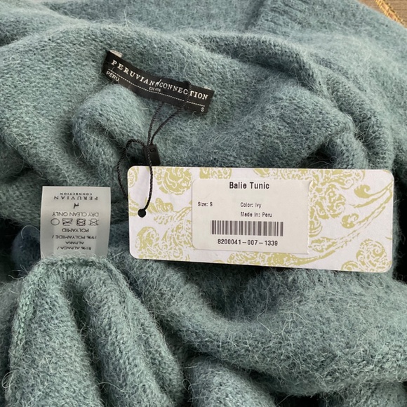 Peruvian Connection Sweater Alpaca Mock Neck Balie Ivy Green (S) NWT - Picture 4 of 6